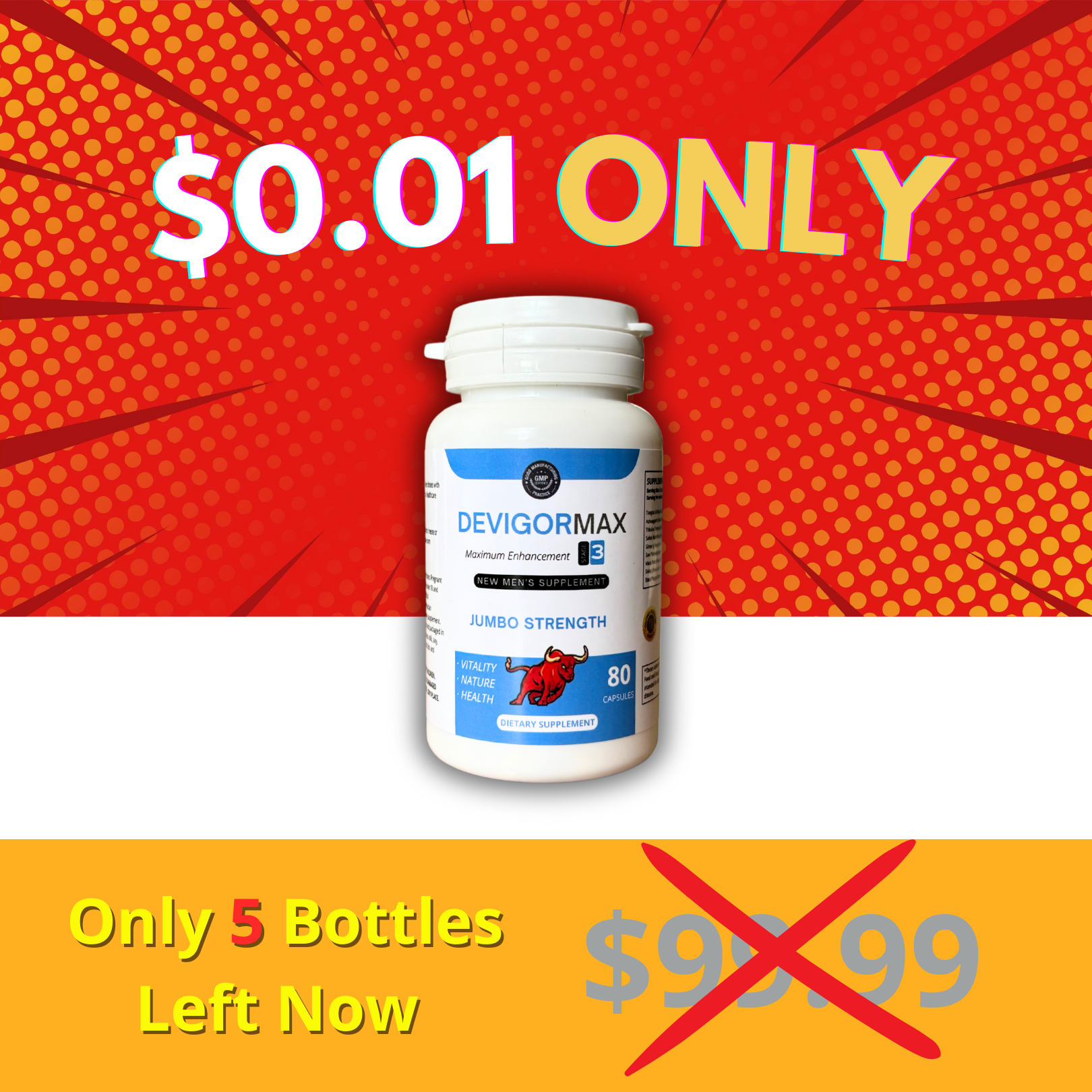 Last Five Bottles $0.01🔥Jumbo Strength