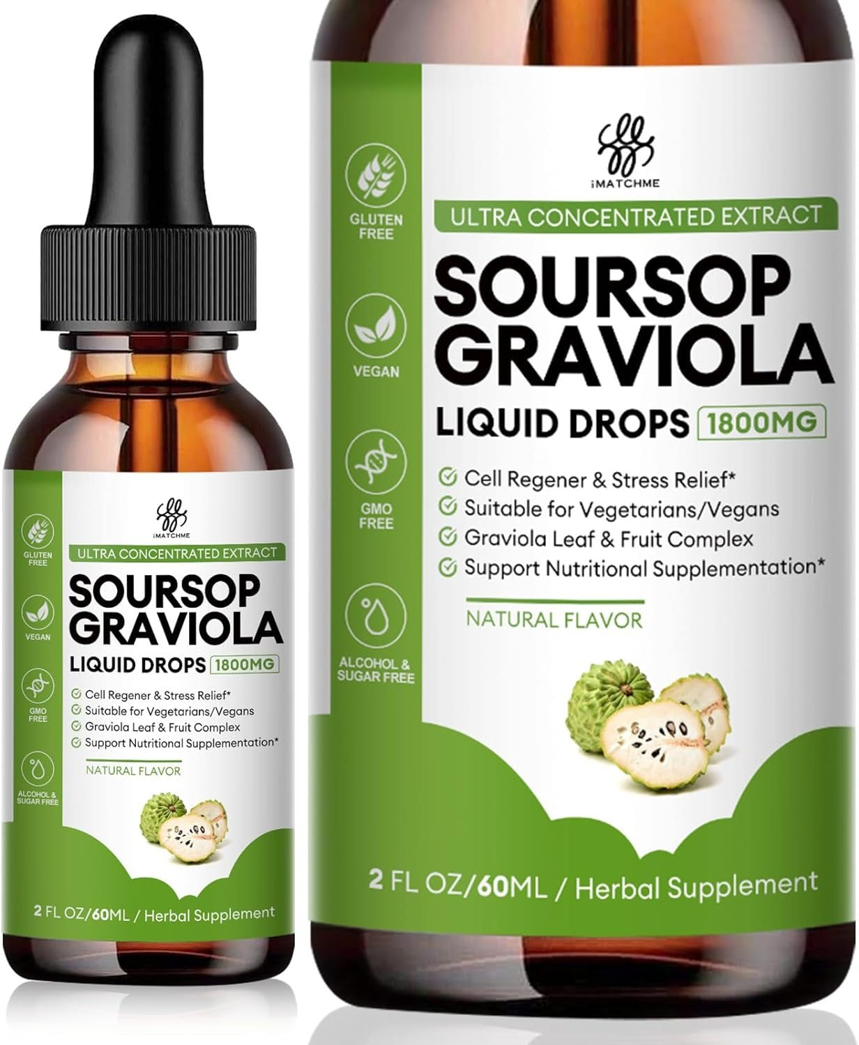 Soursop Graviola Drops - Immune Boost, Liver Support & Relaxation, 2 Fl Oz, Sugar/Gluten Free